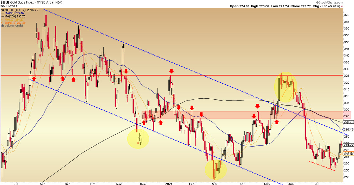 HUI Technical Status And Gold Stock Fundamentals