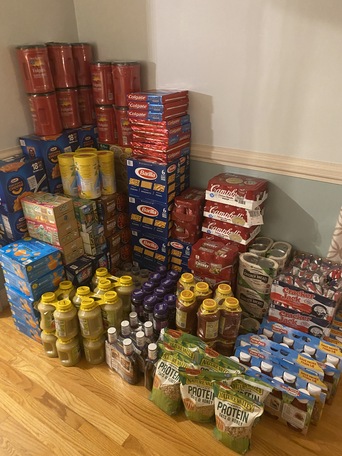 Food stacked up to be donated