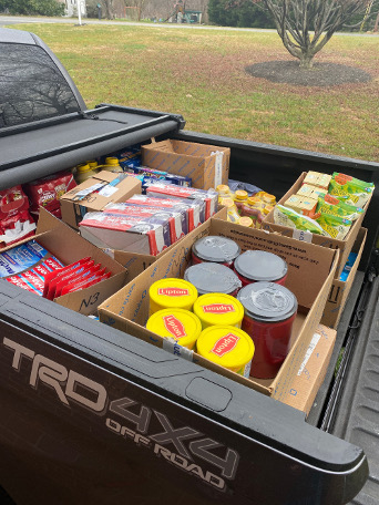 Truck full of food donation for charity